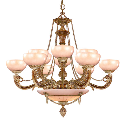 Natural Alabaster 12 Light French White Chandelier (969-WH)