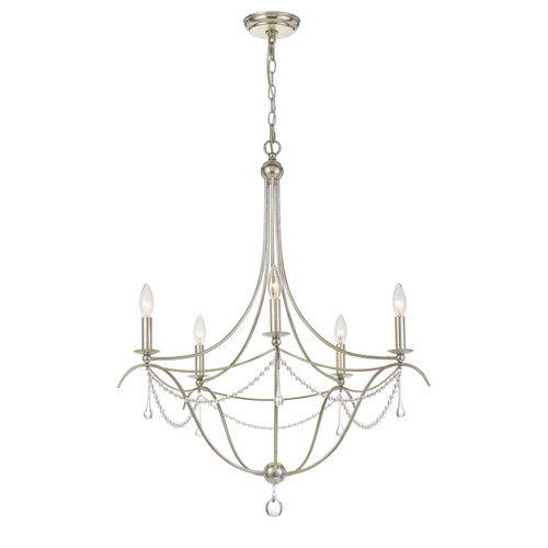 Metro 5 Light Crystal Beads Silver Chandelier (425-SA)