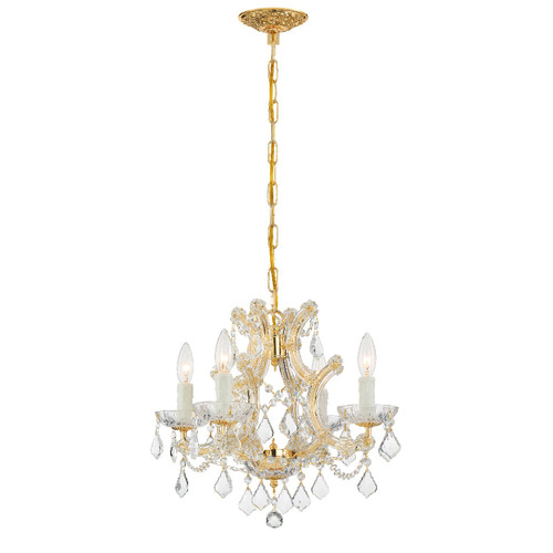 Maria Theresa 4 Light Gold Mini Chandelier (4474-GD-CL-S)