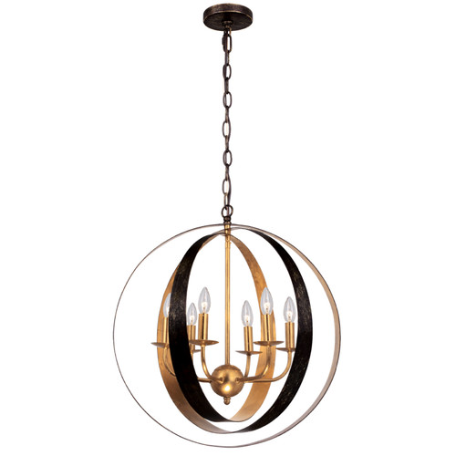 Luna 6 Light Bronze & Gold Sphere Large Chandelier (585-EB-GA)