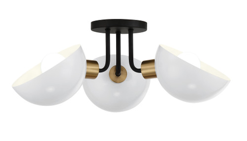 Gigi 3 Light Black & Aged Brass Flush Mount (GIG-810-BK-AG)