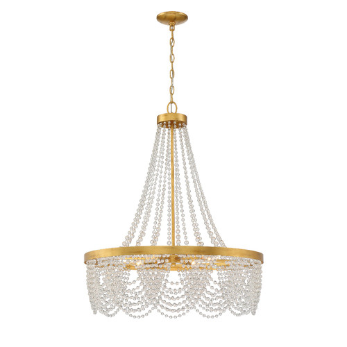 Fiona 4 Light Antique Gold Chandelier with Clear Beads (FIO-A9104-GA-CL)