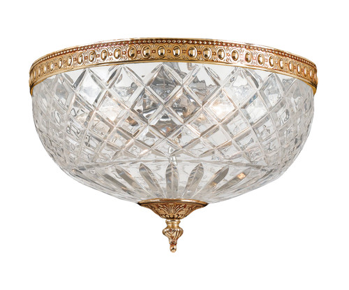 Crystorama 3 Light Olde Brass Crystal Flush Mount (117-12-OB)