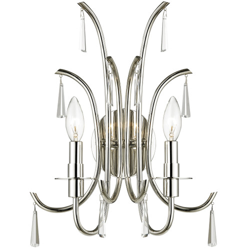Cody 2 Light Crystal Polished Nickel Sconce (6032-PN-CL-MWP)