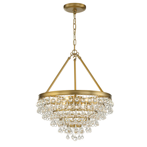 Calypso 6 Light Crystal Teardrop Vibrant Gold Chandelier (136-VG)