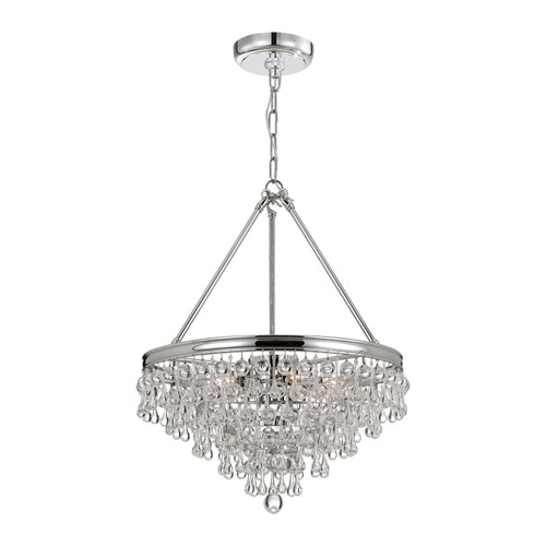 Calypso 6 Light Crystal Teardrop Polished Chrome Chandelier (136-CH)