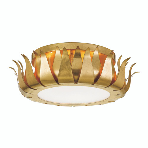 Broche 3 Light Antique Gold Flush Mount Ceiling Lamp (510-GA)