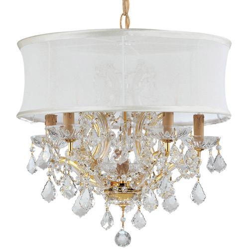 Brentwood 6 Light Crystal Gold Drum Shade Chandelier (4415-GD-SMW-CLM)