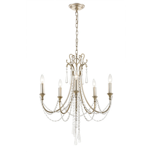 Arcadia 5 Light Antique Silver Crystal Chandelier (ARC-1905-SA-CL-MWP)