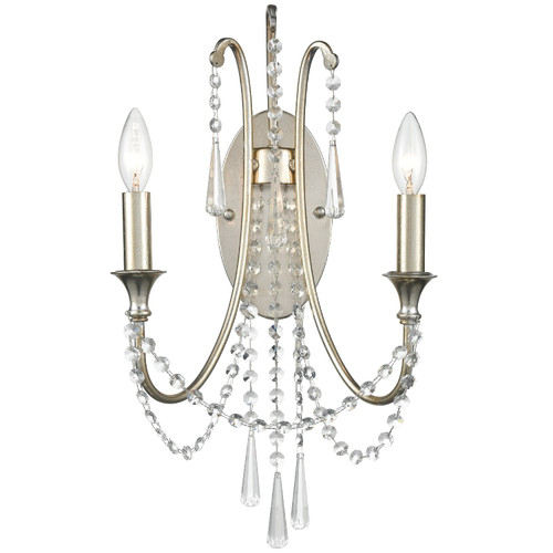 Arcadia 2 Light Antique Silver Sconce (ARC-1902-SA-CL-MWP)