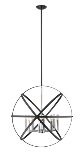 Cavallo 8 Light Pendant  in Hammered Black + Chrome (463-30HBK-CH)