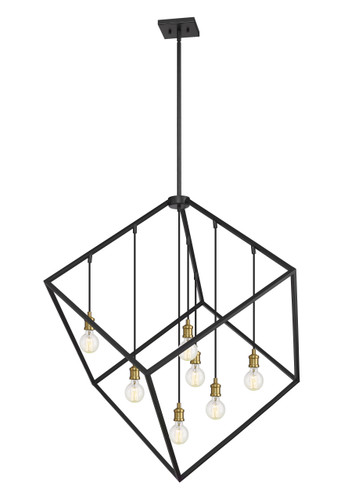 Vertical 7 Light Chandelier in Bronze + Olde Brass (478P44-BRZ-OBR)