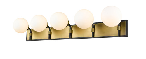 Parsons 5 Light Vanity in Matte Black + Olde Brass (477-5V-MB-OBR)