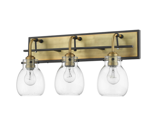 Kraken 3 Light Vanity in Matte Black + Olde Brass (466-3V-MB-OBR)