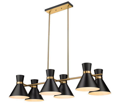 Soriano 6 Light Chandelier in Matte Black + Heritage Brass (728-6L-MB-HBR)