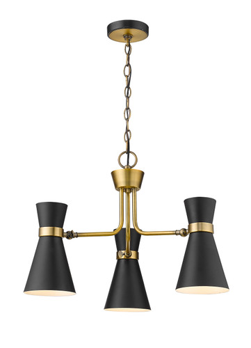 Soriano 3 Light Chandelier in Matte Black + Heritage Brass (728-3MB-HBR)