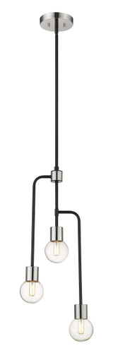 Z-Lite Neutra 3 Light Chandelier in Matte Black + Polished Nickel (621-3MB-PN)