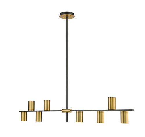 Calumet 8 Light Island/Billiard in Matte Black + Olde Brass (814-8L-MB-OBR)