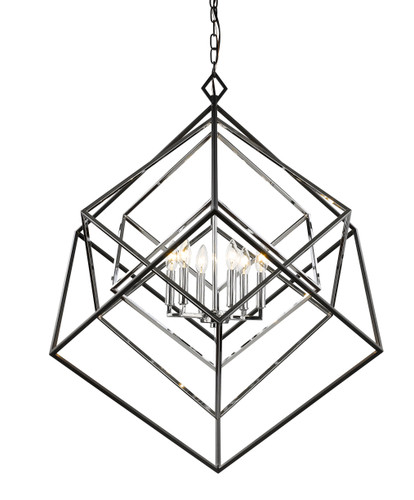 Euclid 6 Light Chandelier in Chrome + Matte Black (457-6CH-MB)