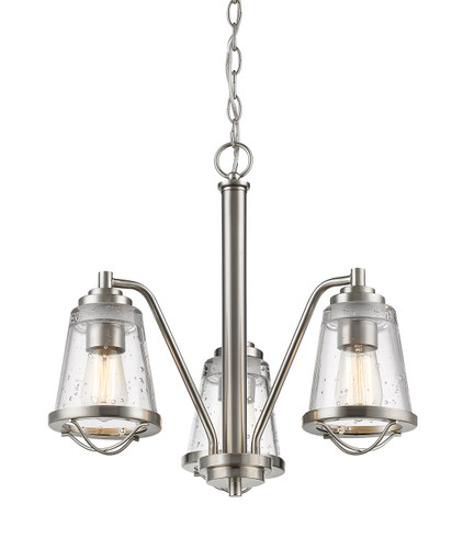 Mariner 3 Light Chandelier in Brushed Nickel (444-3-BN)