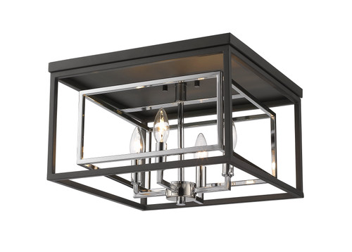 Euclid 4 Light Flush Mount in Chrome + Matte Black (457F-CH-MB)