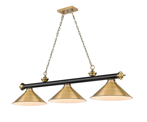 Cordon 3 Light Billiard in Matte Black + Rubbed Brass (2306-3MB-RB-RB15)