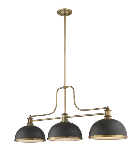 Melange 3 Light Billiard in Heritage Brass (725-3HBR-D12BRZ+HBR)