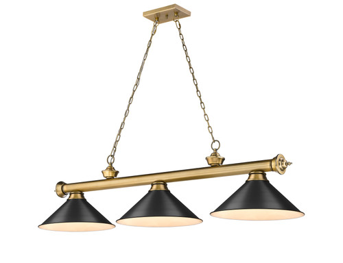 Cordon 3 Light Billiard in Rubbed Brass (2306-3RB-MB15)