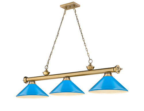 Cordon 3 Light Billiard in Rubbed Brass (2306-3RB-MEB)