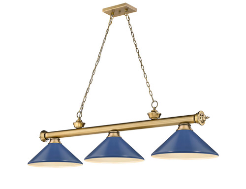 Cordon 3 Light Billiard in Rubbed Brass (2306-3RB-MNB)