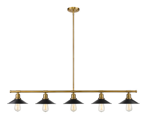 Casa 5 Light Island/Billiard in Factory Brass (613-5L-FB+MB)