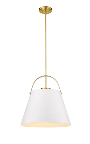 Z-Studio 1 Light Pendant in Matte White + Heritage Brass (726P18-MW+HBR)