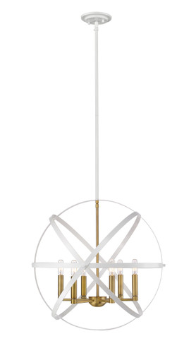 Cavallo 6 Light Pendant in Hammered White + Olde Brass (463-24HWH-OBR)
