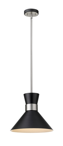 Soriano 1 Light Pendant in Matte Black + Brushed Nickel (728P13-MB-BN)