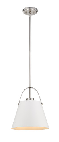 Z-Lite Z-Studio 1 Light Pendant in Matte White + Brushed Nickel (726P-MW+BN)