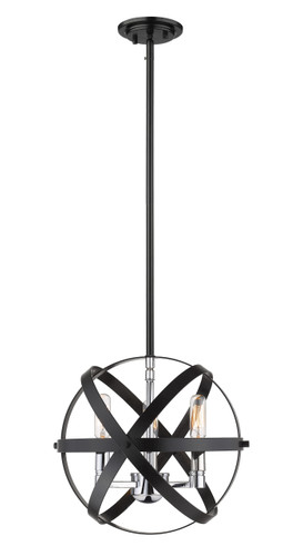 Cavallo 3 Light Pendant in Hammered Black + Chrome (463-12HBK-CH)