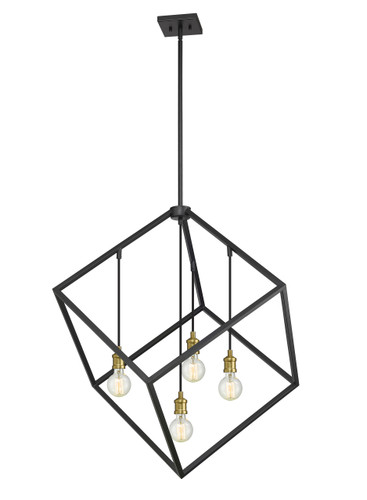 Vertical 4 Light Chandelier in Bronze + Olde Brass (478P34-BRZ-OBR)