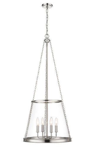 Prescott 4 Light Pendant in Polished Nickel (341P18-PN)