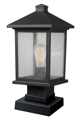 Portland 1 Light Outdoor Pier Mounted Fixture in Oil Rubbed Bronze (531PHMS-SQPM-ORB)