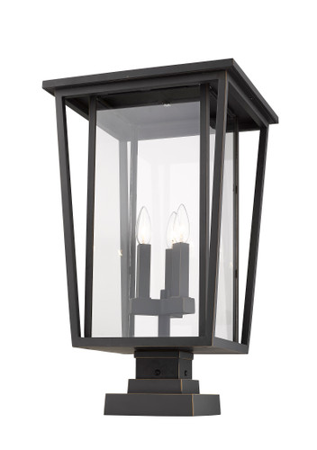 Seoul 3 Light Outdoor Pier Mounted Fixture in Oil Rubbed Bronze (571PHXLS-SQPM-ORB)