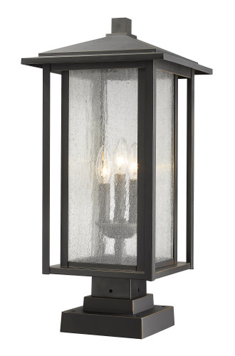 Aspen 3 Light Outdoor Pier Mounted Fixture in Oil Rubbed Bronze (554PHXLS-SQPM-ORB)