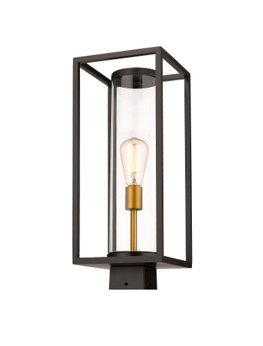 Dunbroch 1 Light Outdoor Post Mount Fixture in Deep Bronze + Outdoor Brass (584PHMS-DBZ-OBS)