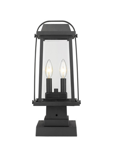 Millworks 2 Light Outdoor Pier Mounted Fixture in Black (574PHMS-SQPM-BK)