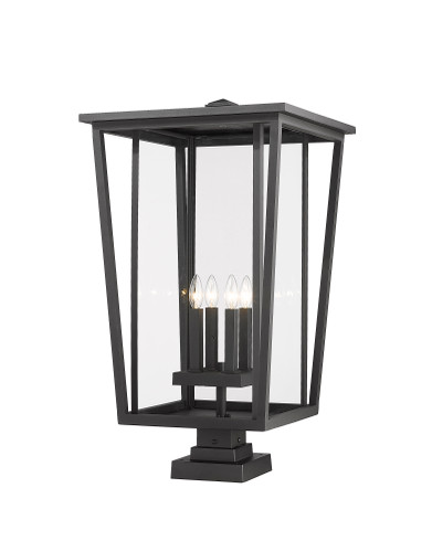 Seoul 4 Light Outdoor Pier Mounted Fixture in Black (571PHXXLS-SQPM-BK)