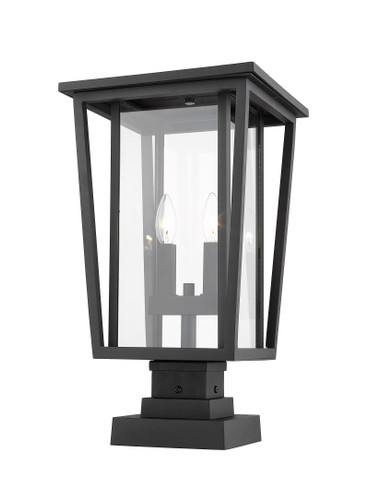 Seoul 2 Light Outdoor Pier Mounted Fixture in Black (571PHBS-SQPM-BK)