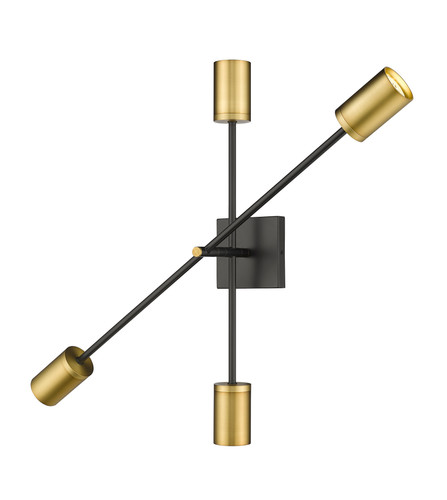 Calumet 2 Light Wall Sconce in Matte Black + Olde Brass (814-4S-MB-OBR)