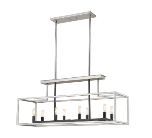 Quadra 8 Light Chandelier In Brushed Nickel + Black (456-8L-BN-BK)