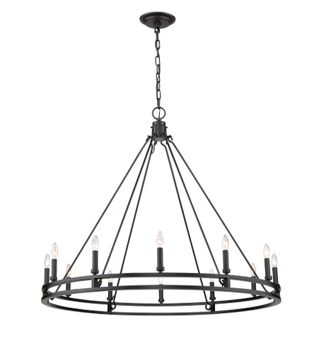 Z-Lite Dennison 12 Light Chandelier in Matte Black (4005-12MB)