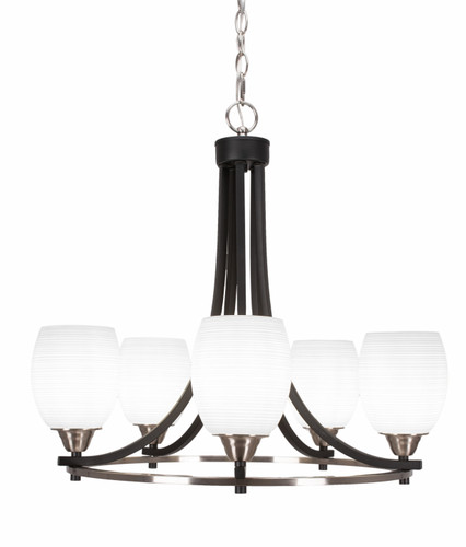 Paramount 5 Light Chandelier In Matte Black & Brushed Nickel (3405-MBBN-4021)