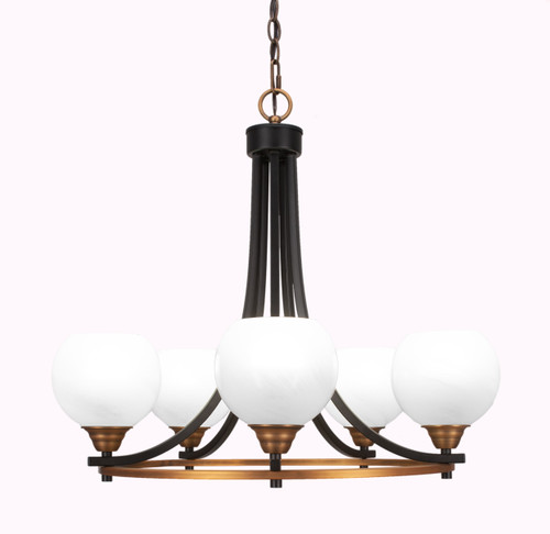 Paramount 5 Light Chandelier In Matte Black & Brass (3405-MBBR-4101)